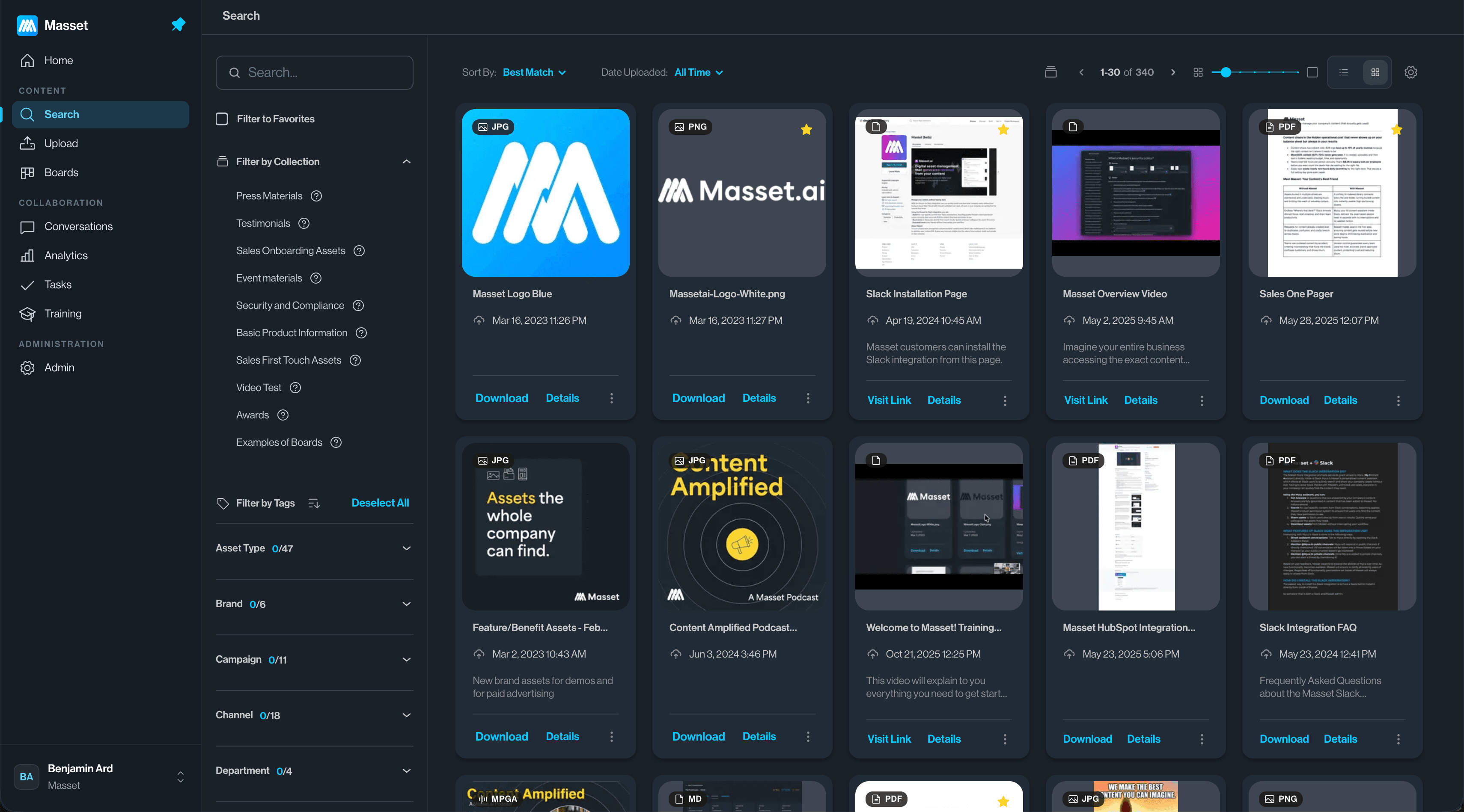 Searching the Masset content library in plain language